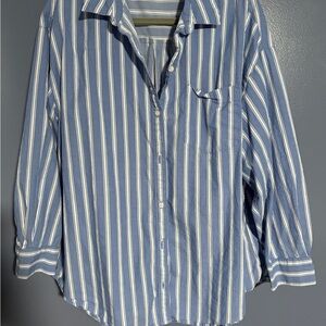 Blue and White Striped Button-Up Shirt